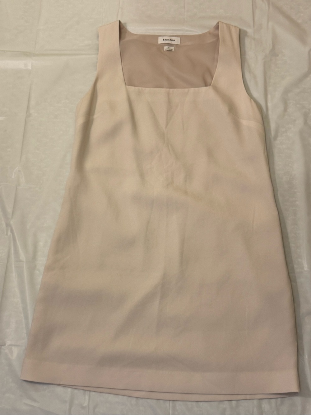 Aritzia Babaton Strapless Square Neck Dress in Light Beige